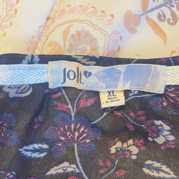 Jolt Floral Women's Boho Black & Purple Peasant Top LIKE NEW | Size XL - Picture 6 of 6